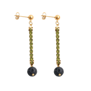 Pendientes acero baño oro olivina y lava